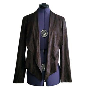 Knox Rose Dark Brown Faux Suede Drape Front Light Jacket Women's Size Small